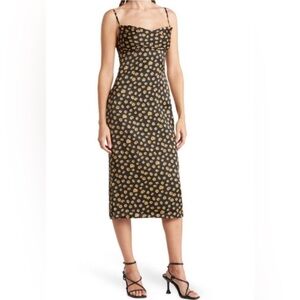 WeWoreWhat - Women’s Ditsy Daisy Midi Dress in Black Size 2